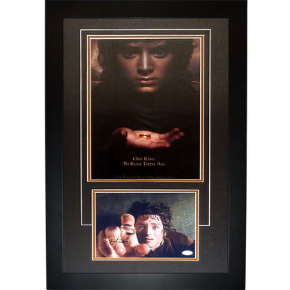 Lord of the Rings 11x17 Movie Poster Deluxe Framed with Elijah Wood Autograph - JSA