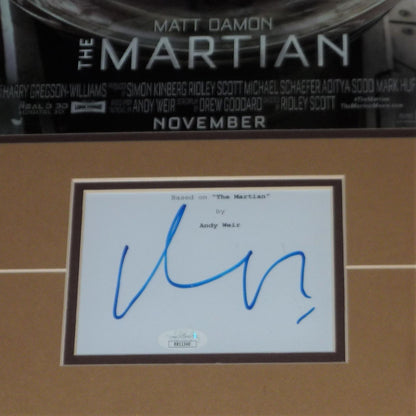The Martian 11x17 Movie Poster Deluxe Framed with Matt Damon Autograph - JSA