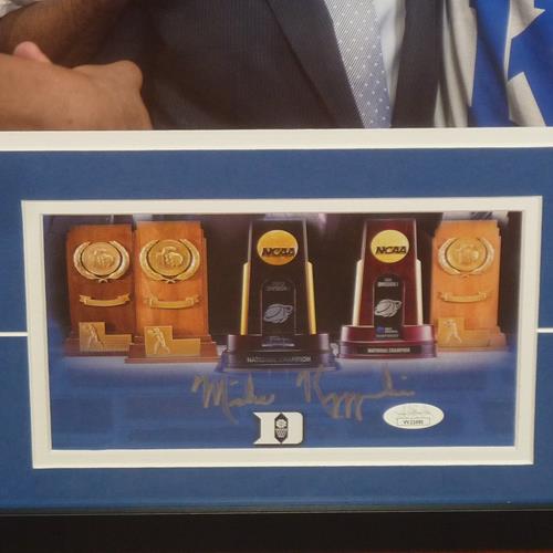 Mike Krzyzewski Autographed Duke Blue Devils (1000 Win) 11x14 Photo Deluxe Framed with Signature - JSA