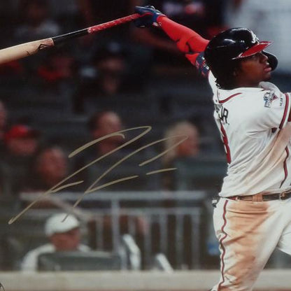 Ronald Acuna Jr Autographed Atlanta Braves (Batting) Deluxe Framed 16x20 Photo - Beckett