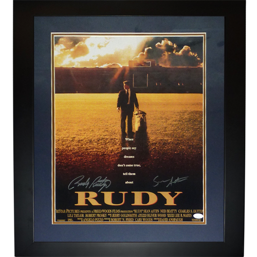 Sean Astin And Rudy Ruettiger Autographed Rudy Deluxe Framed 16x20 Movie Poster - JSA