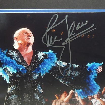 Ric Flair Autographed Wrestling (Blue Robe Horizontal) Deluxe Framed 11x14 Photo - JSA