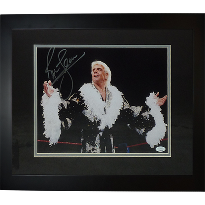 Ric Flair Autographed Wrestling (Black Robe Horizontal) Deluxe Framed 11x14 Photo - JSA