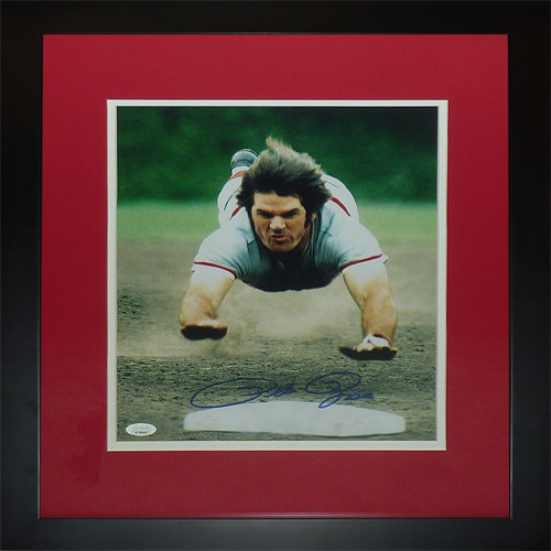 Pete Rose Autographed Cincinnati Reds (Head First Slide) Deluxe Framed 11x14 Photo - JSA