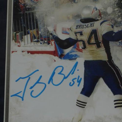 Tedy Bruschi Autographed New England Patriots (Snow) Deluxe Framed 8x10 Photo