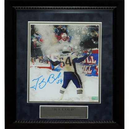 Tedy Bruschi Autographed New England Patriots (Snow) Deluxe Framed 8x10 Photo