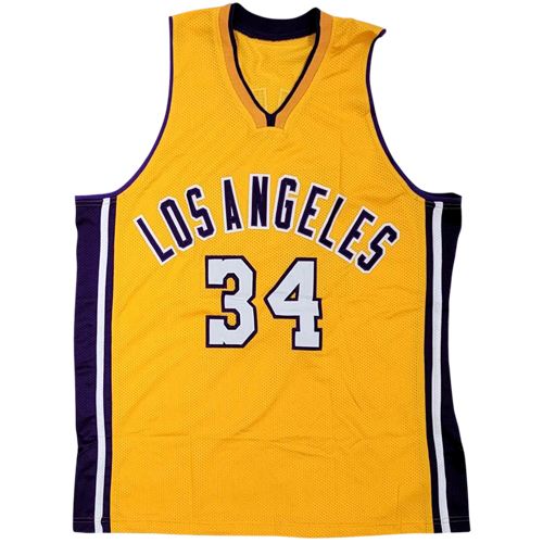 Shaquille O'Neal Autographed Los Angeles (Yellow #34) Custom Jersey - Beckett