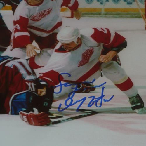 Darren McCarty Autographed Detroit Red Wings (Fighting) Framed 8x10 Photo w/ Screw Lemieux - JSA