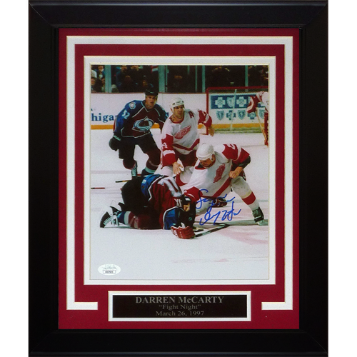 Darren McCarty Autographed Detroit Red Wings (Fighting) Framed 8x10 Photo w/ Screw Lemieux - JSA