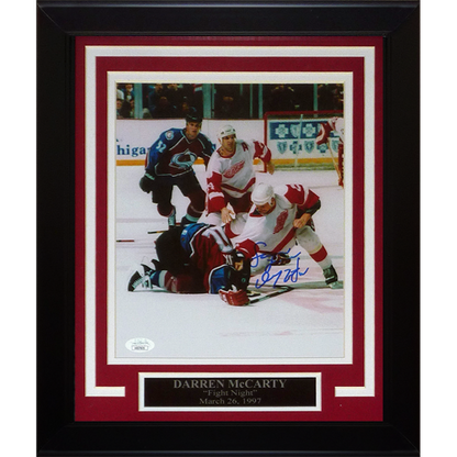 Darren McCarty Autographed Detroit Red Wings (Fighting) Framed 8x10 Photo w/ Screw Lemieux - JSA