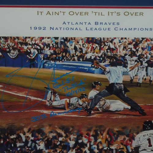 Sid Bream Autographed Atlanta Braves (It Ain't Over Til It's Over) Limited Edition Deluxe Framed Print LE 50