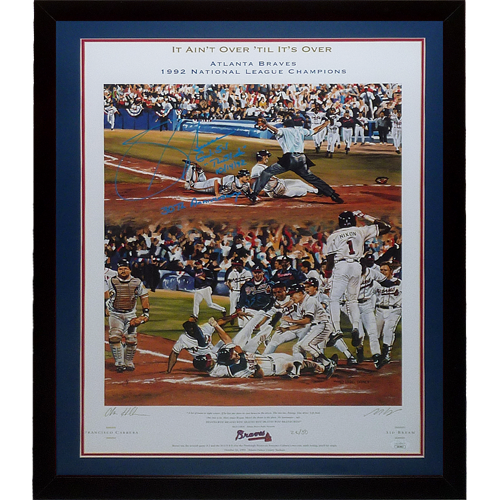 Sid Bream Autographed Atlanta Braves (It Ain't Over Til It's Over) Limited Edition Deluxe Framed Print LE 50