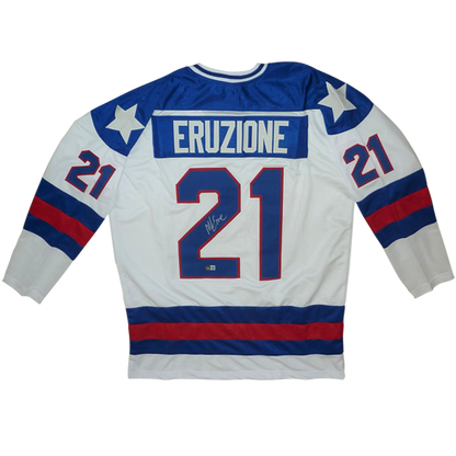 Mike Eruzione Autographed USA Hockey White 21 Custom Stitched Jerse Palm Beach Autographs LLC