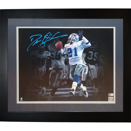 Deion Sanders Autographed Dallas Cowboys (Spotlight) Deluxe Framed 16x20 Photo - Beckett