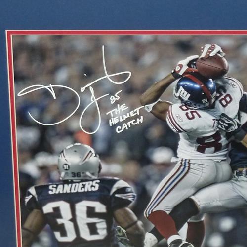 David Tyree Autographed New York Giants (SB XLII Catch) Deluxe Framed 16x20 Photo w/ The Helmet Catch - JSA