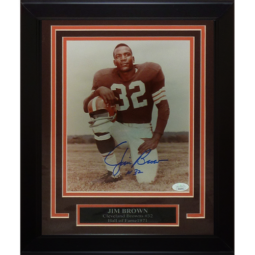 Jim Brown Autographed Cleveland Browns Deluxe Framed 8x10 Photo - JSA