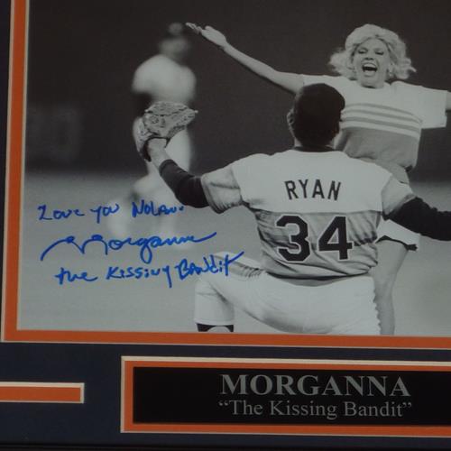 Morganna Roberts The Kissing Bandit Autographed Framed 8x10 Photo with Nolan Ryan - JSA