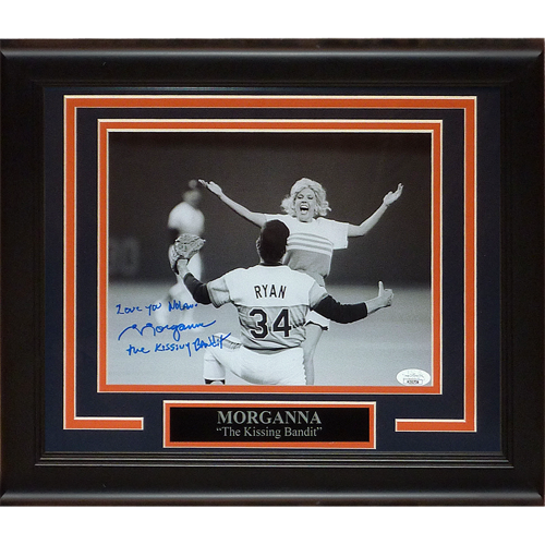 Morganna Roberts The Kissing Bandit Autographed Framed 8x10 Photo with Nolan Ryan - JSA