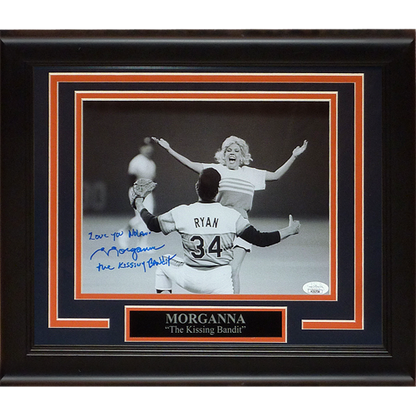 Morganna Roberts The Kissing Bandit Autographed Framed 8x10 Photo with Nolan Ryan - JSA