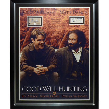 Good Will Hunting Full-Size Movie Poster Deluxe Framed with Matt Damon and Robin Williams Autographs - JSA