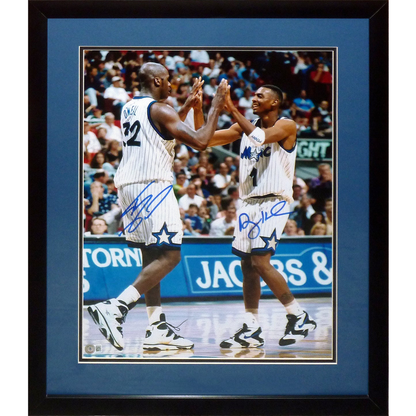 Shaquille O'Neal And Anfernee "Penny" Hardaway Autographed Orlando Magic Deluxe Framed 16x20 Photo - Beckett