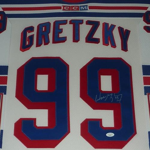 Wayne Gretzky Autographed New York Rangers (CCM White #99) Deluxe Framed Jersey - JSA Letter