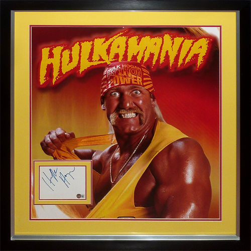 Hulk Hogan Autograph Deluxe Framed with Full-Size Hulkamania Wrestling Poster - Beckett