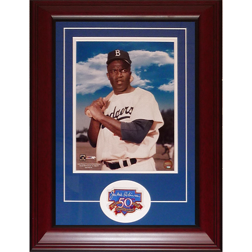 Jackie Robinson Brooklyn Dodgers Deluxe Framed 11x14 Photo Frame with Commemorative Patch