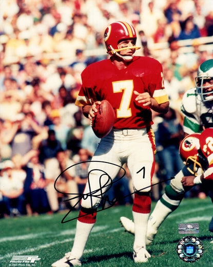 Joe Theismann Autographed Washington Redskins (Red Jersey) 8x10 Photo