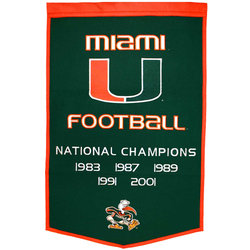 Miami Hurricanes Football Championship Dynasty Banner