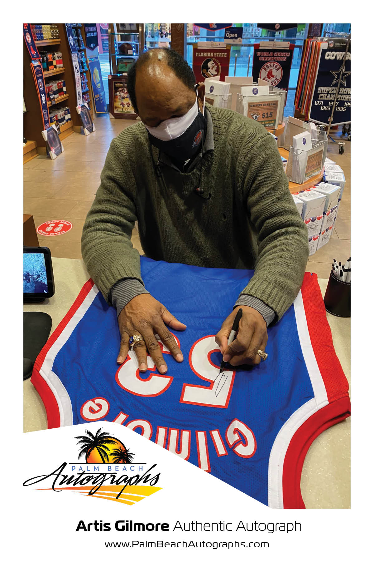 Artis Gilmore Autographed Kentucky Colonels ABA (Blue #53) Custom Jersey w/ HOF 11 - JSA