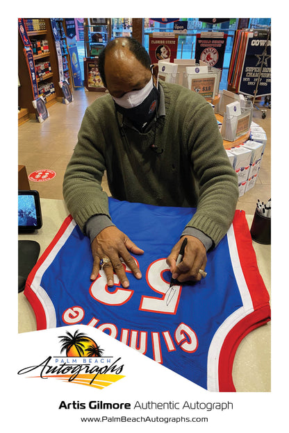 Artis Gilmore Autographed Kentucky Colonels ABA (Blue #53) Custom Jersey w/ HOF 11 - JSA