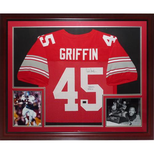 Archie Griffin Autographed Ohio State Buckeyes (Scarlet #45) Deluxe Framed Jersey w/ 