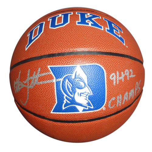 Christian Laettner Autographed Duke Blue Devils Rawlings Full-Size Basketball w/ "91 & 92 Champs"
