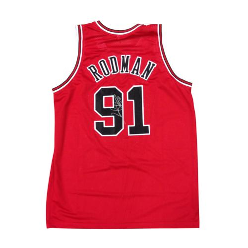 Dennis Rodman Autographed Chicago Bulls (Red #91) Jersey - TriStar