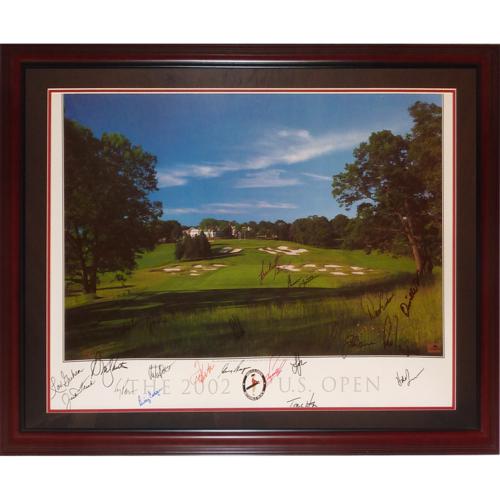 U.S. Open Former Champions Autographed Bethpage Black (2002 US Open) Deluxe Framed Golf Poster -Jack Nicklaus Plus 20 Signatures