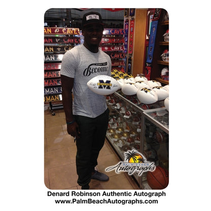 Denard Robinson Autographed Michigan Wolverines Logo Football w/ "Shoelace"