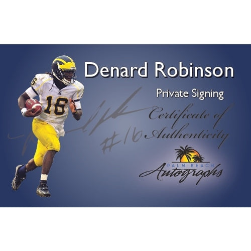 Denard Robinson Autographed Michigan Wolverines (Blue #16) Custom Jersey w/ "Shoelace" - JSA