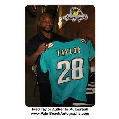 Fred Taylor Autographed Jacksonville Jaguars (Teal #28) Deluxe Framed Jersey