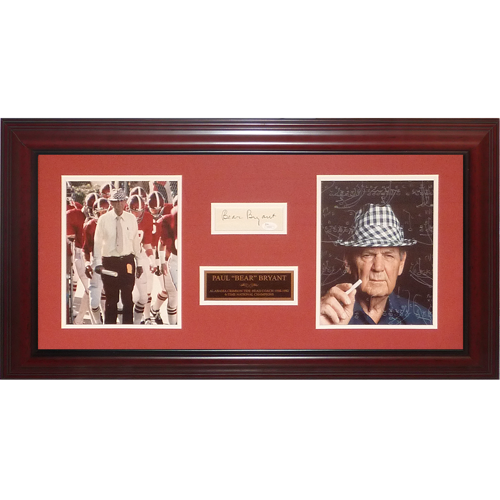 Paul "Bear" Bryant Autographed Alabama Crimson Tide Deluxe Framed Tribute Piece - JSA