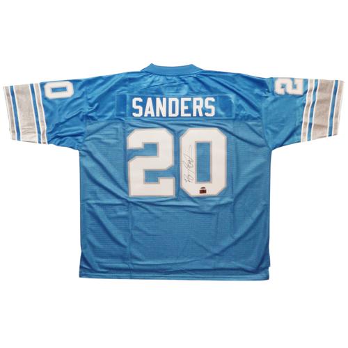 Barry Sanders Autographed Detroit Lions (Blue #20) Jersey