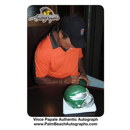 Vince Papale Autographed Philadelphia Eagles Throwback Mini Helmet w/ "Invincible"