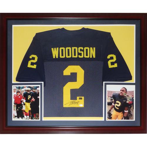 Charles Woodson Autographed Michigan Wolverines (Blue #2) Deluxe Framed Jersey