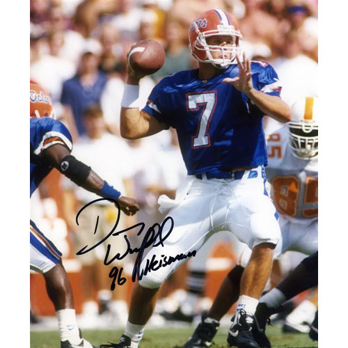 Danny Wuerffel Autographed Florida Gators (Blue Jersey) 8x10 Photo w/ "96 Heisman"