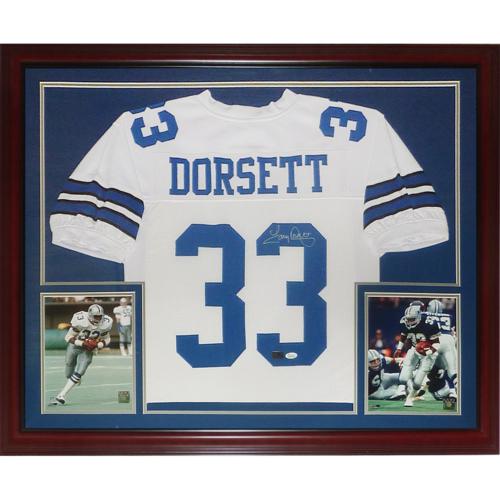 Tony Dorsett Autographed Dallas Cowboys (White #33) Deluxe Framed Jersey - JSA