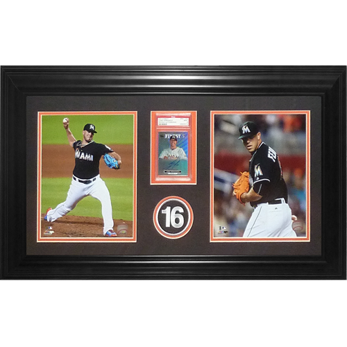 Jose Fernandez Autographed Miami Marlins Card Deluxe Framed Tribute Piece - PSADNA Slab