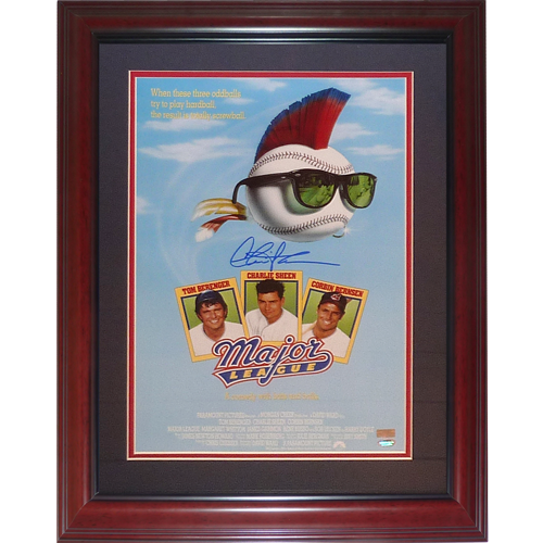 Charlie Sheen Autographed Major League Deluxe Framed 11"x17" Movie Poster - Schwartz