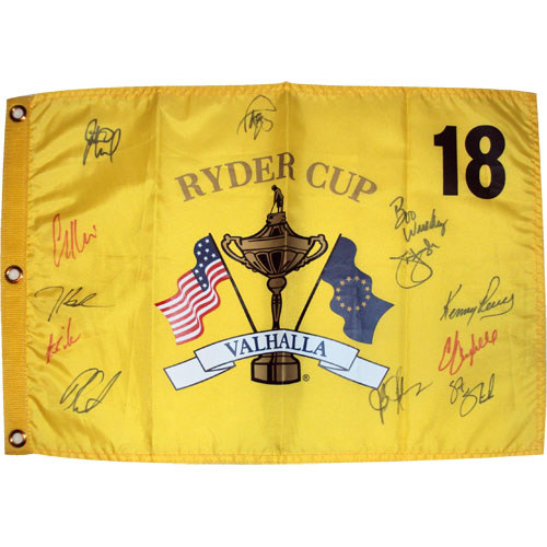 2008 Ryder Cup (Valhalla) Golf Pin Flag Autographed by 12 Team USA Members #1
