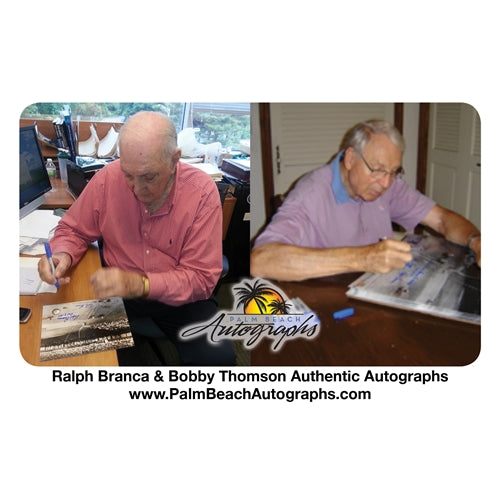 Ralph Branca And Bobby Thomson Dual Autographed "Shot" (Horizontal Dotted Line) 8x10 Photo