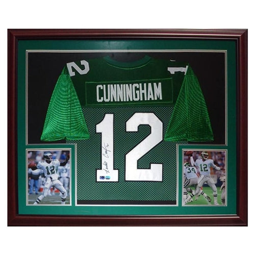 Randall Cunningham Autographed Philadelphia Eagles (Green #12) Deluxe Framed Jersey